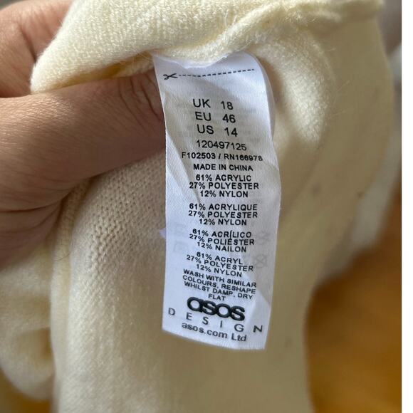 ASOS Cream White Scoop Pearl Button Rhinestone Sparkle Cardigan Coquette - Picture 6 of 7